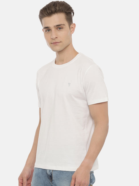 White Solid Crew Neck Tshirt